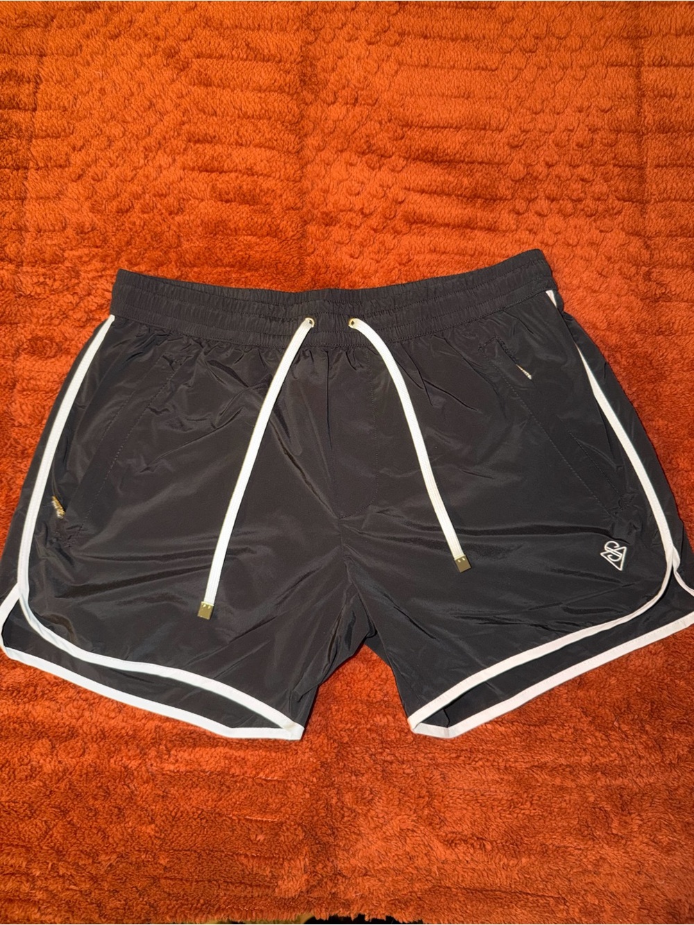 Men's Black Athletic Shorts with White Trim